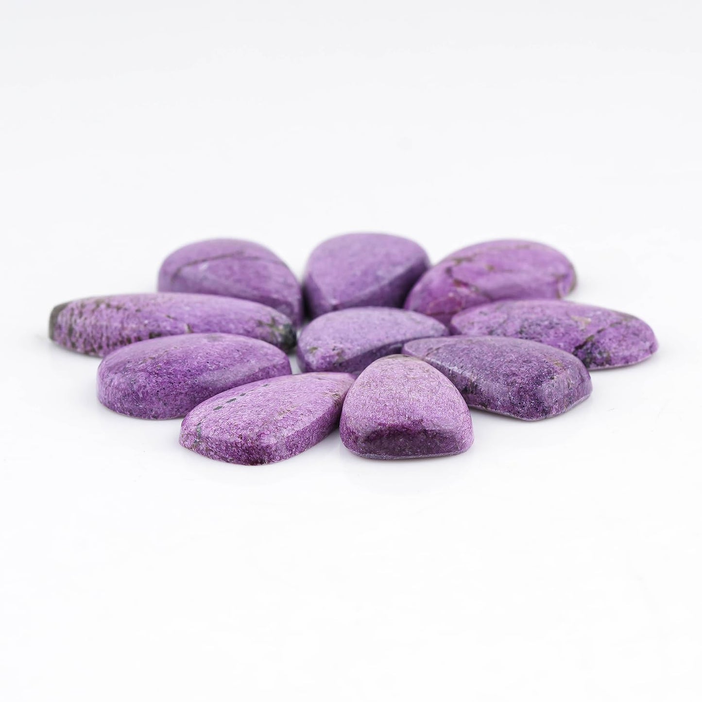 CRYSTALINES 10pcs, Wholesale Natural Purple Stichtite Gemstones, Bulk Flatback Cabochon, Polished Lapidary Stones, Loose Supplies for Jewelry Making, Healing Crystals, Wire Wrap, Gem Collection