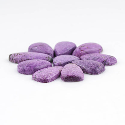 CRYSTALINES 10pcs, Wholesale Natural Purple Stichtite Gemstones, Bulk Flatback Cabochon, Polished Lapidary Stones, Loose Supplies for Jewelry Making, Healing Crystals, Wire Wrap, Gem Collection