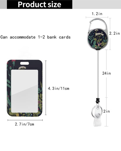 ID Badge Holder with Retractable Badge Reel Clip, Detachable Lanyards for ID Badges, Vertical ID Card Holder for Women, Men, Nurses, Doctors, Teachers, Office Gifts - Dandelion Flower