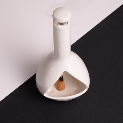 MOUGIGI Handmade Mini Chiminea Palo Santo Holder - Ceramic Incense Burner for Cone & Stick, Ideal for Meditation, Energy Cleansing, Aromatherapy and Ideal Gift for Home Decor