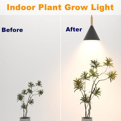 Hanging Grow Lights for Indoor Plants, 20W Full Spectrum Plant Lamp with Timer, Adjustable Height, Wall-Mounted 3000K Growlight with 14.5 ft Power Cord, for Greenhouse, Garden, Large Plants (Black)