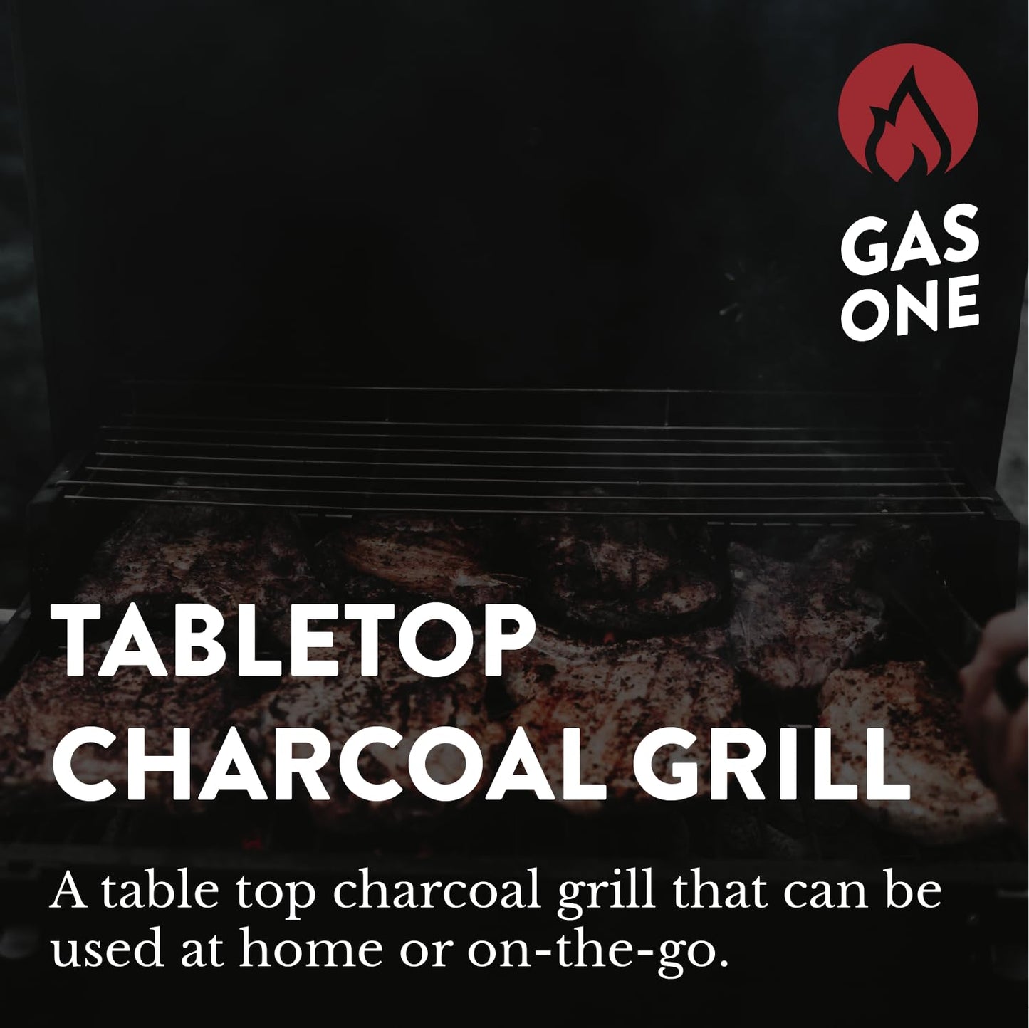 GasOne Portable Tabletop BBQ Grill - 18-inch, 2-Tiered, Side Handles & Lid - Compact Charcoal Grill for Picnic & Tailgate