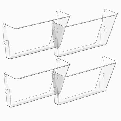 Gawerk Clear Acrylic Single Pocket, Plastic Hanging Wall Mount File Holder for Office Home (Clear, 4 Pack)