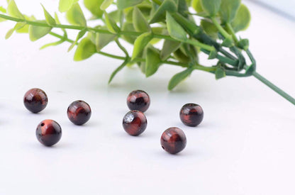 Natural Stone Beads 100pcs 10mm Red Tiger Eye Round Genuine Real Stone Beading Loose Gemstone Hole Size 1mm DIY Charm Smooth Beads for Bracelet Necklace Earrings Jewelry Making (Red Tiger Eye,10mm)
