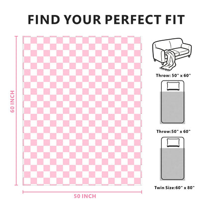 Edenleaf Pink Checkered Blanket, Ultra Soft Fleece Checkered Throw Blankets for Couch Bed and Travel, Luxury Throws for All Seasons, 50x60 Inch, Pink