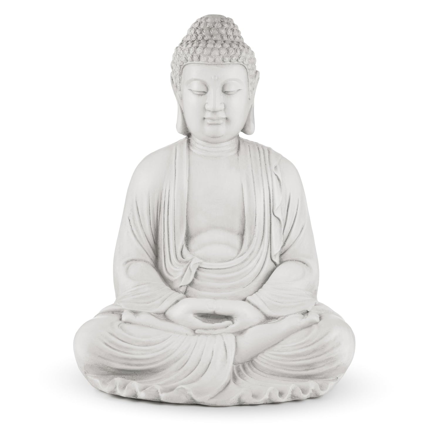 Glitzhome 22.75-inch Zen Meditation Buddha Garden Statue, Black Large Indoor and Outdoor Sculpture, Hand-Finished MGO & Fiberglass Decor for Home Patio Yard
