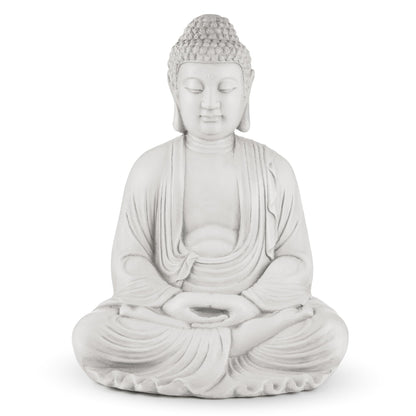 Glitzhome 22.75-inch Zen Meditation Buddha Garden Statue, Black Large Indoor and Outdoor Sculpture, Hand-Finished MGO & Fiberglass Decor for Home Patio Yard