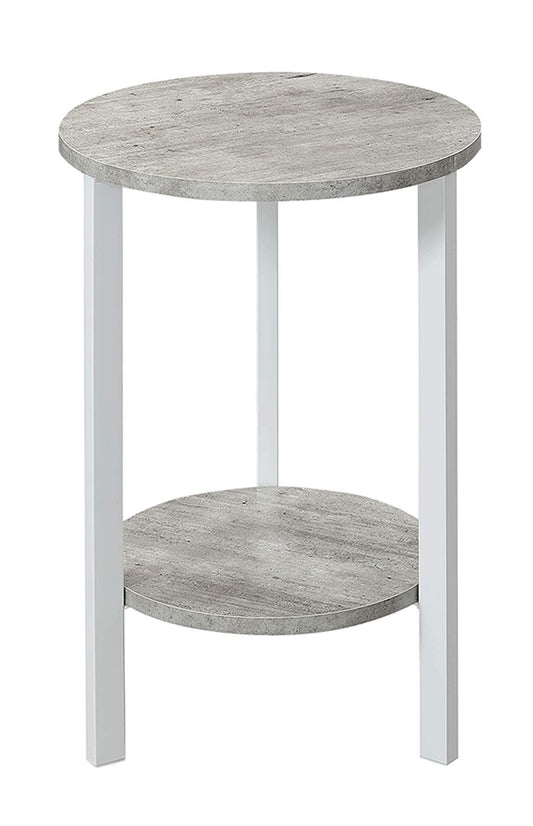 Convenience Concepts Graystone 24 inch 2 Tier Plant Stand - Industrial Stand for Plants, Vases, and Antiques, Urban Modern Design for the Living Room, Hallway, Entryway, Faux Birch/White