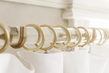 BlastHome® Luxury Curtain Rings – Premium Metal with Quiet, Smooth, Removable Nylon Inserts – Pinhooks and Clips Included – 1 1/2" Inside Diameter – 18 Rings for Two Standard Curtains – Brushed Gold