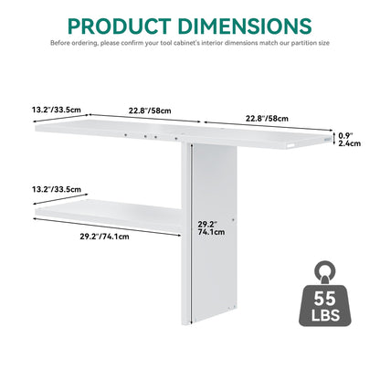 YITAHOME 30cuft Horizontal Storage Shed Shelf, Weatherproof Metal Shelf for 30 cu ft Tool Cabinet, Ideal for Outdoor Use, Easy Assembly,45.6" L X 13.2" W X 29.2" H, White