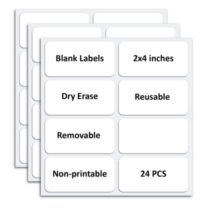 SVNOOC Multi-Use Removable Dry Erase Labels Stickers, White, Reusable Sticky Notes (2x4 inches) (2 * 4 inches White)