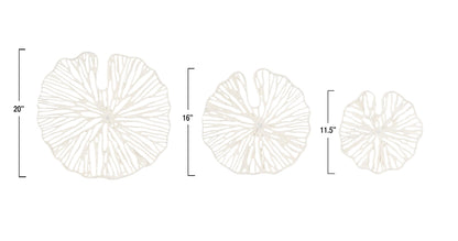 Creative Co-Op Handmade White Coral Shaped Paper & Metal Wall Décor (Set of 3 Sizes)