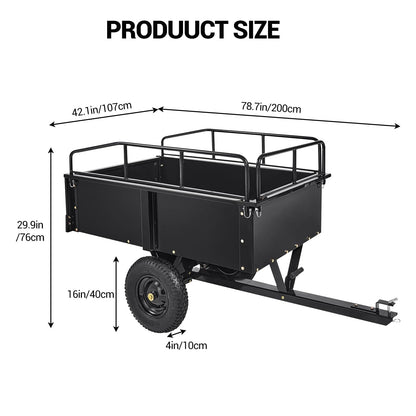 Garvee 750 LBS Utility Trailer, 15 Cubic Feet Heavy Duty Steel Dump Cart Garden Trailer with Removable Sides,Hand Pull or Foot Pedal Garden Dump Cart for ATV, UTV, Lawn Mowers and Tractors