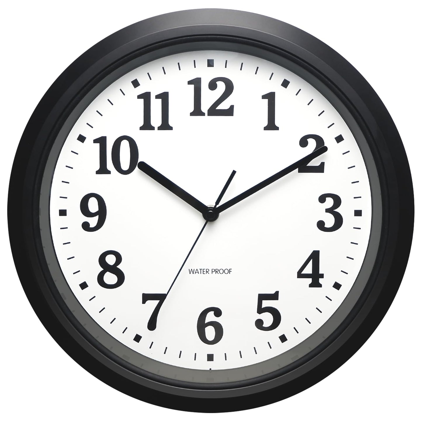 Caysie 12 Inch Sealed Indoor Outdoor Waterproof Wall Clock, Durable Silent Non-Ticking Battery Operated Quality Quartz Round Clock, Wall Decorative for Patio, Pool, Bathroom (Black)