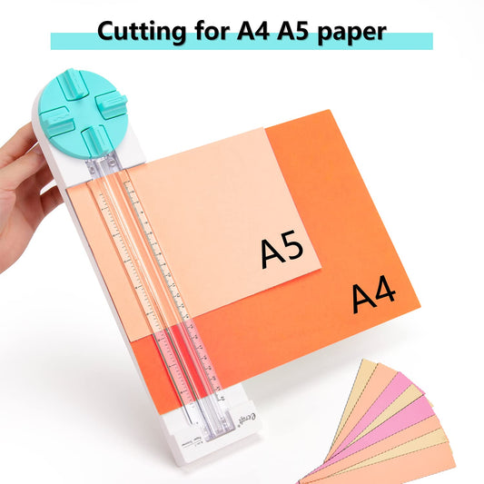 Paper Trimmer Craft Paper Cutter: 4 Style Multi-Function Scrapbooking Tool with Dial Blades of Straight,Wave,Dotted,Perforated,Creasing for Cutting Paper,Coupons,Photos,Postcards,Scrapbook,Card