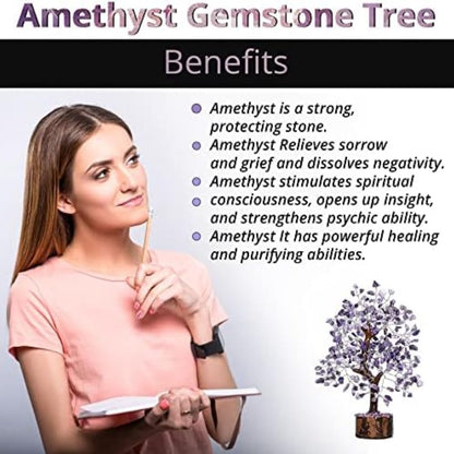 ANAYA AGATE Amethyst Crystal Tree of Life - Handmade Healing Bonsai Purple Tree for Home & Office Decor, Positive Energy & Good Luck, Ideal for Christmas Decor & Birthday Gifts for Women, Men