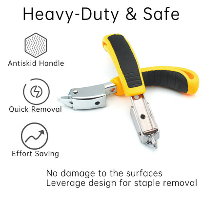 GEARLINTON Staple Remover Heavy Duty Staple Puller, Upholstery Tool Industrial Staple Remover for Furniture, Floor, Carpet, Carton (3 Pack, Yellow)