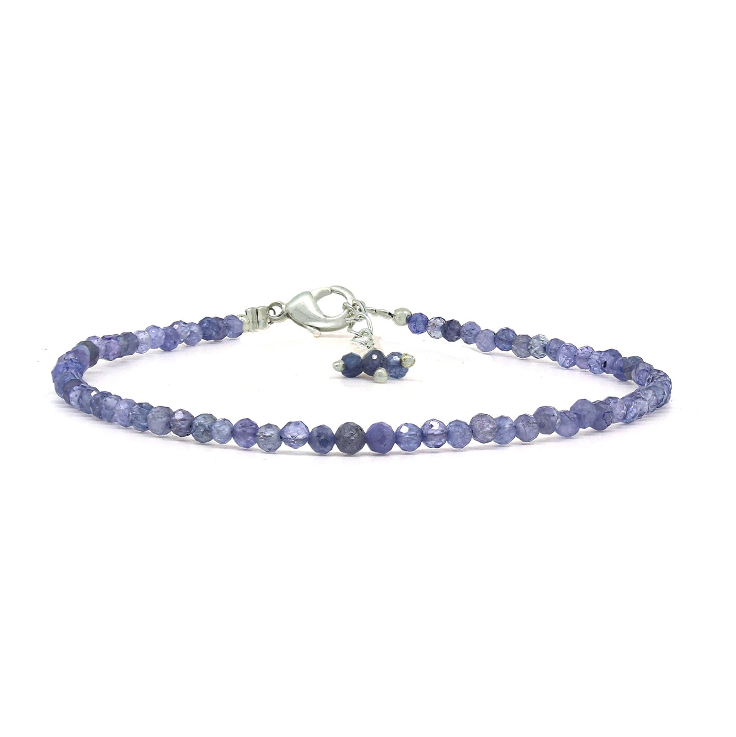 Gempires Handmade Tanzanite Gemstone Beaded Bracelet for Women | 2.4–2.5 mm Faceted Natural Stone | Adjustable 7+1 Inch Silver Plated Chain | Dainty Minimalist Stacking Jewelry | December Birthstone Gift