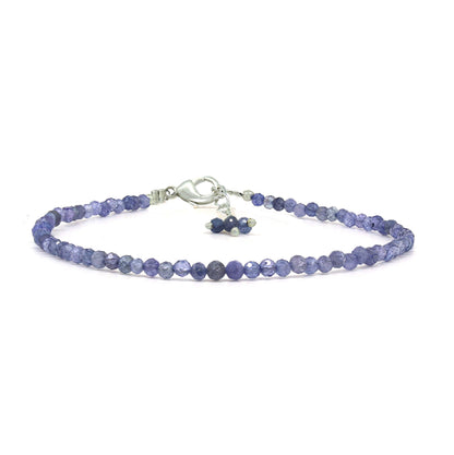 Gempires Handmade Tanzanite Gemstone Beaded Bracelet for Women | 2.4–2.5 mm Faceted Natural Stone | Adjustable 7+1 Inch Silver Plated Chain | Dainty Minimalist Stacking Jewelry | December Birthstone Gift