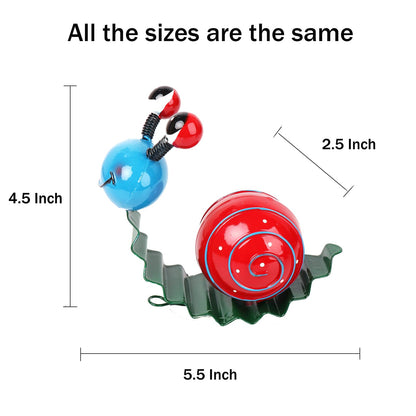 Cruis Cuka Metal Garden Decor Cute Snail Yard Art Outdoor Lawn Patio Ornament Fence Decorations for Outside - Set of 2(Red,Green)