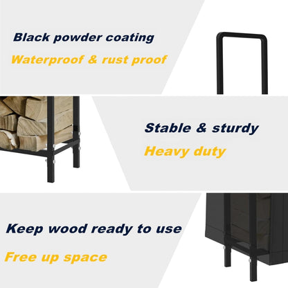 WALMANN 6 ft Firewood Rack with Cover, Heavy Duty Log Rack With Weather Resistant 600D Oxford Fabric Cover, Indoor/Outdoor Wood Holder for Firewood
