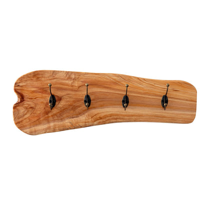 WELLAND Rustic Cedar Wooden Coat Rack with 4 Hooks, Heavy Duty Wood Decorative Wall Hooks for Hanging Coats, Key, Cap