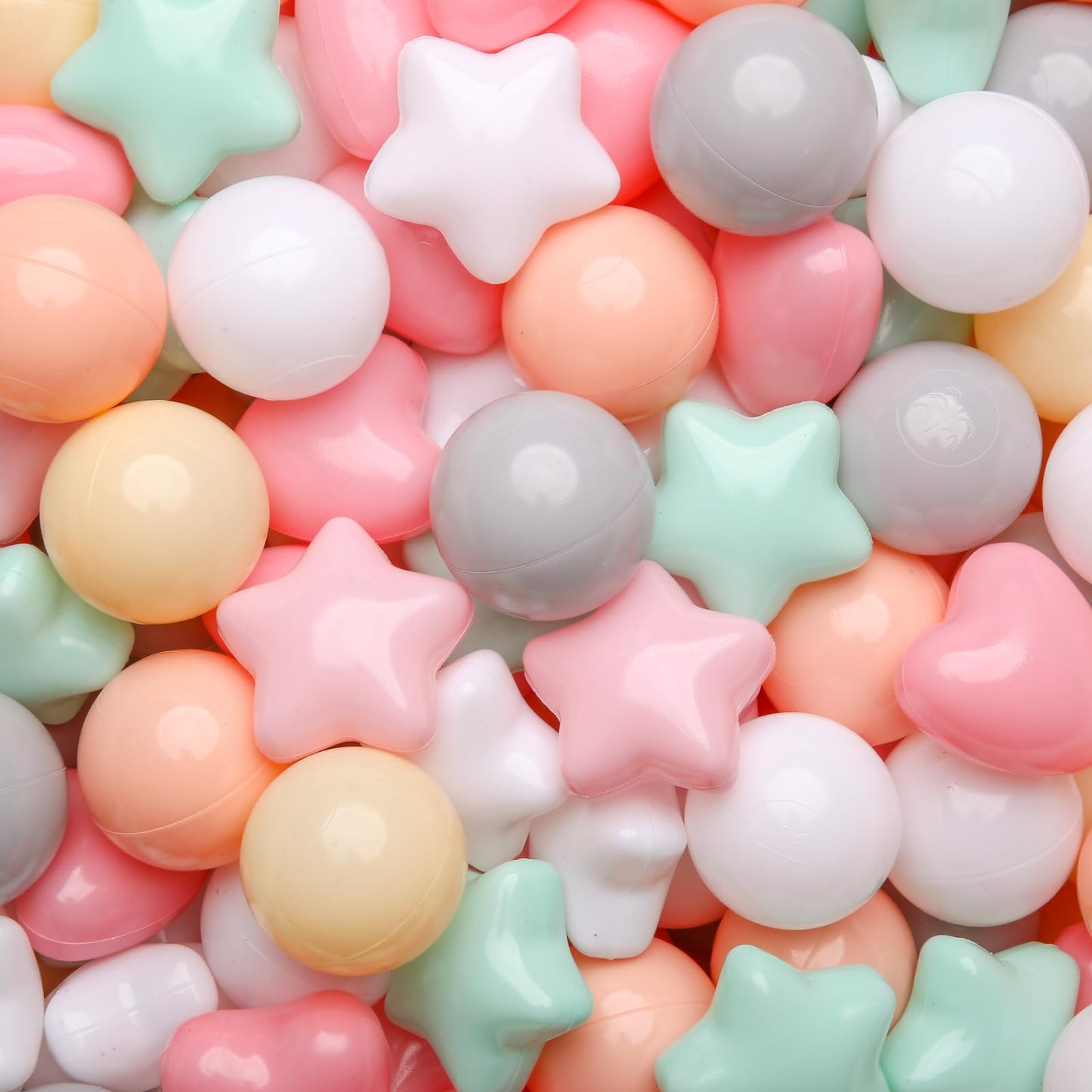 GOGOSO Ball Pit Balls,Plastics Balls for Ball Pit, Stars Hearts Shape for PastelBall for Toddlers Kids，6 Mix Colors, 1000pcs