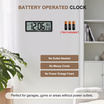 Soobest 8.5" Atomic Digital Wall Clock, Never Needs Setting, Auto Time Sync, Accurate & Easy to Use Clock with Backlight, Battery Operated, Temperature, Date, Auto DST, 4 Time Zones