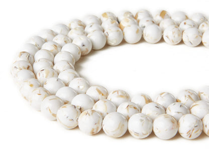 100pcs 8mm White Shell Turquoise Beads Natural Gemstone Beads Round Loose Beads for Jewelry Making