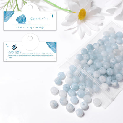 Raicegs 100pcs 5×8mm Rondelle Aquamarine Beads Natural Gemstone Beads Abacus Disk Stone Loose Beads for Jewelry Making DIY Bracelets Necklace