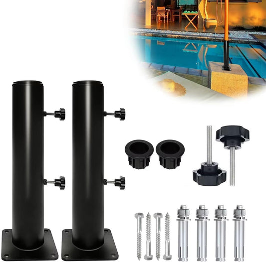 DEVALLEY Outdoor Deck Umbrella Stand Base,Heavy Duty Steel Umbrella Mount Universal Bracket,DIYPatio Umbrella Holder Stand for Deck,Balcony,Tables - 2Pack