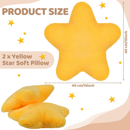 Sumind 2 Pcs 15.7 Inch Yellow Star Pillow Decorative Throw Pillow Cute Plush Star Pillows Aesthetic 3D Throw Stuffed Cushion Decorative Room Decor for Bedroom Sofa Chair
