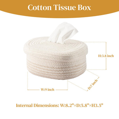 Mesbeslor Fabric Tissue Box Cover with Lid – Rectangular White Woven Tissue Holder for Home, Minimalist Decorative Tissue Case for Bathroom, Living Room, Bedroom