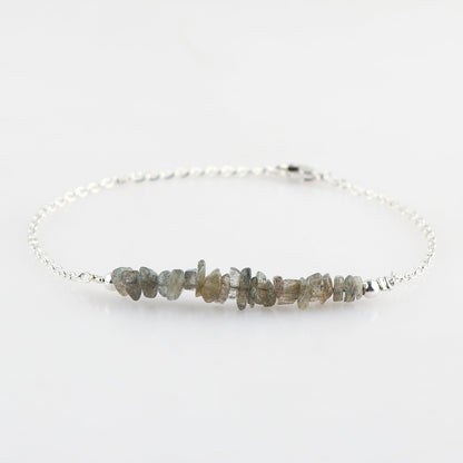 Gemimpression Handmade Labradorite Chips Bracelet – Natural Energy Healing Crystals – Adjustable Silver Plated 8 Inch Chain – Gift for Her – Mother’s Day Gift