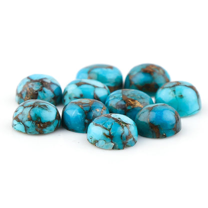 CRYSTALIS (10pcs) Copper Turquoise, Rounds, Natural Cabochon Crystals, Loose Gemstone, Wholesale Bulk, Jewelry Making Supply, Chakra Healing, Polished Stone, DIY, Craft, Gem Collectibles (6-7mm)