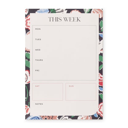 Amélin Archive 8.5" x 6" Weekly Tear-Off Desk Planner with 110 Sheets, Full Week View, Perforated Pad, Undated Organizer (Sonia)