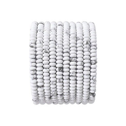 BEADIA Natural White Howlite Disk Stone Beads 4x2mm 160pcs Rondelle Loose Semi Gemstone Beads for Jewelry Making Design