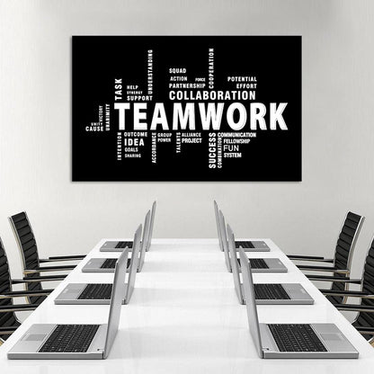 Teamwork Canvas Wall Art - Large Framed Motivational Quotes Artwork Modern Home Decor - Inspirational Posters Decor For Office Framed Ready to Hang