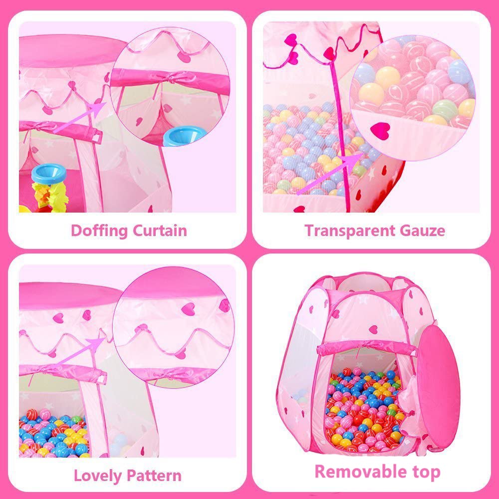 Pink Princess Tent Toys for 1 2 3 Year Old Girl Gifts Ball Pit for 1st Birthday Girl Gift for Toddlers Easy Pop Up&Fold Up Indoor & Outdoor Use(Balls Not Included)