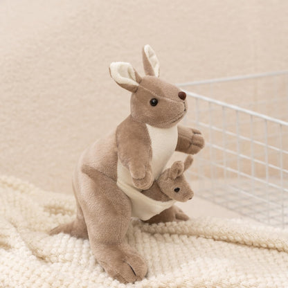 unsnurnoch 9.84" Kangaroo Plush Toy with Baby Joey, Cute Stuffed Animal Doll, Soft Cuddly Kangaroo Mom and Baby, Perfect Birthday for Kids, Friends, Home Decoration