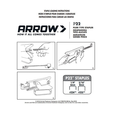Arrow Fastener P22 Heavy Duty Handheld Plier Stapler for Crafts, Office, and Insulation, Uses 1/4-Inch and 5/16-Inch Staples