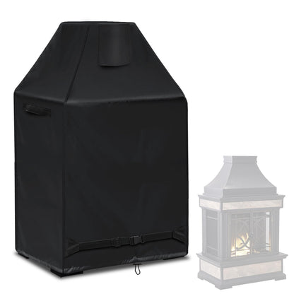 Outdoor Fireplace Cover 100% Waterproof Patio Wood Burning Fireplaces Rain Cover Weather-Proof / UV-proof/Full-coverage Rust-Proof Protection Chiminea Fire Pit Covers 37"W x 26"D x 56"H, Black
