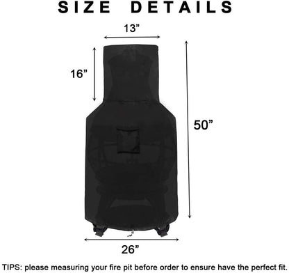 WOMACO Chiminea Cover Waterproof Patio Chiminea Fire Pit Cover Heavy Duty Weather Resistant Outdoor Chimney Protective Cover (25" D x 50" H, Black)