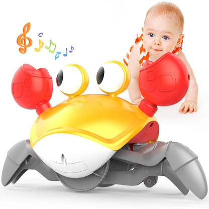 Yeaye Crawling Crab Baby Toys Infant - Tummy Time Toy Gifts for 3 4 5 6 7 8 9 10 11 12 Boy Girl with Learning Crawl System Music for 0-6 6-12 12-18 36 Months Walking Toddler Birthday Gift(Orange)