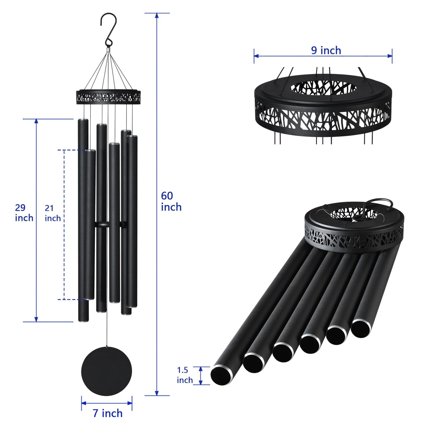 60" Extra Large Wind Chimes for Outside Deep Tone, Sympathy Gifts Memorial Wind Chimes Outdoor Clearance, Church Chime for Garden,Yard,Patio & Lawn