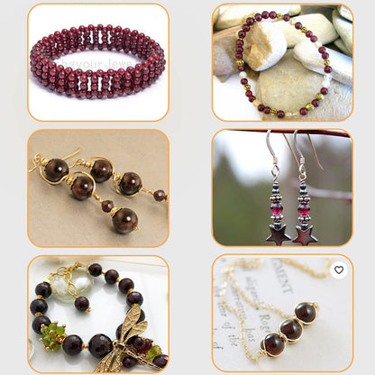 GEM-Inside Garnet Gemstone Loose Beads 8mm Natural AAA Red Round Crystal Energy Stone Power for Jewelry Making 15"
