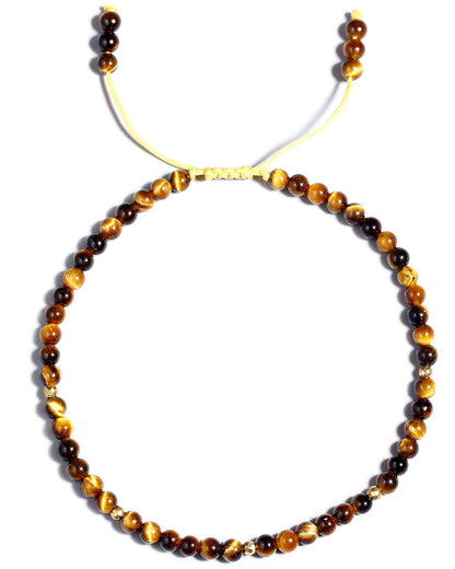 Jewever Tiger Eye Anklet Bracelet for Women crystals and healing stones Beach Foot Beaded Adjustable(8.5-10 Inches)