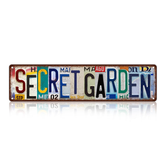 TREEPERI Vintage Secret Garden Street Sign Wall Decor Metal Tin Signs