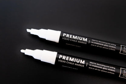 SAVVY & SORTED Erasable White Chalk Markers, 2PK 3mm Liquid Fine Tip Pens Chalkboard Bistro Marker for Glass Window Board