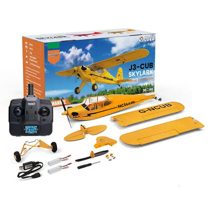 Park10 Toys RC Plane Upgrade 5 Channels 3D/6G J3-CUB RC Airplane for Adults 1406 Brushless Motor Outdoor Stunt RC Glider with Spare Propeller and 2 Batteries (Yellow)